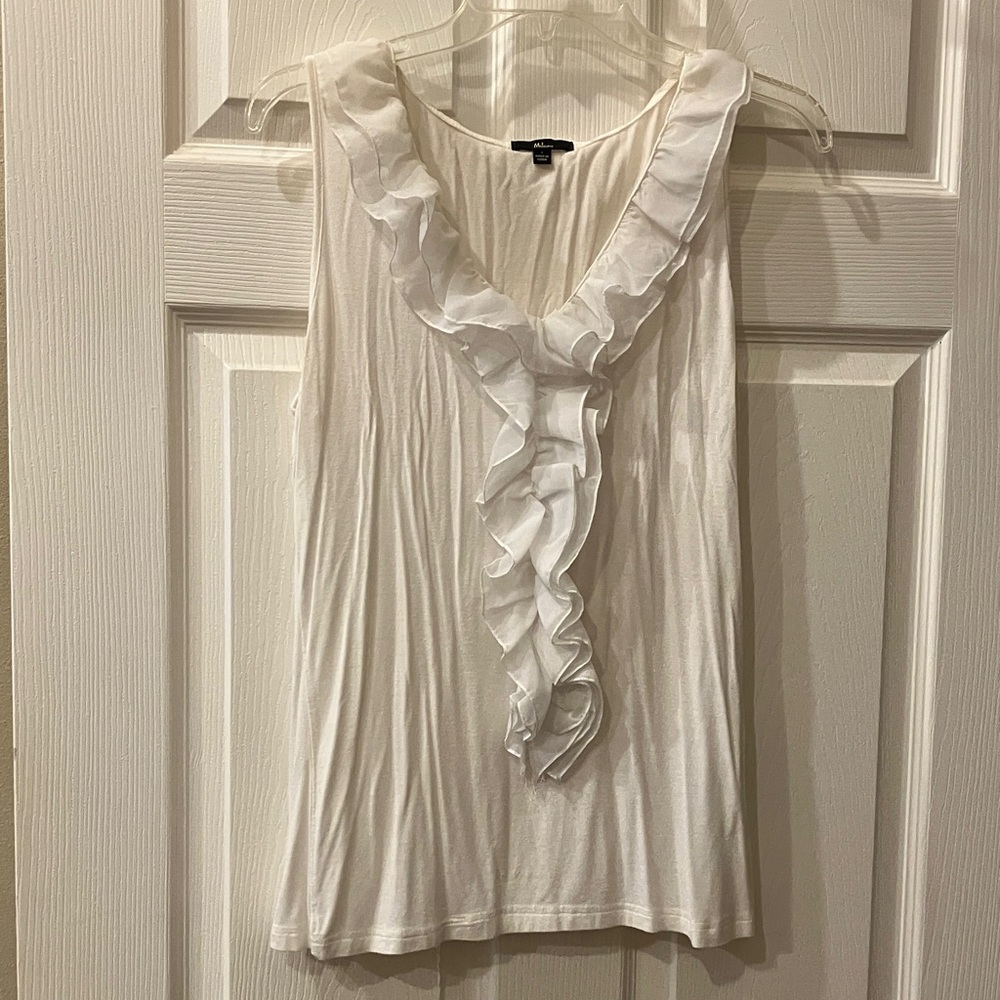 Milano White Ruffle V-Neck Camisole